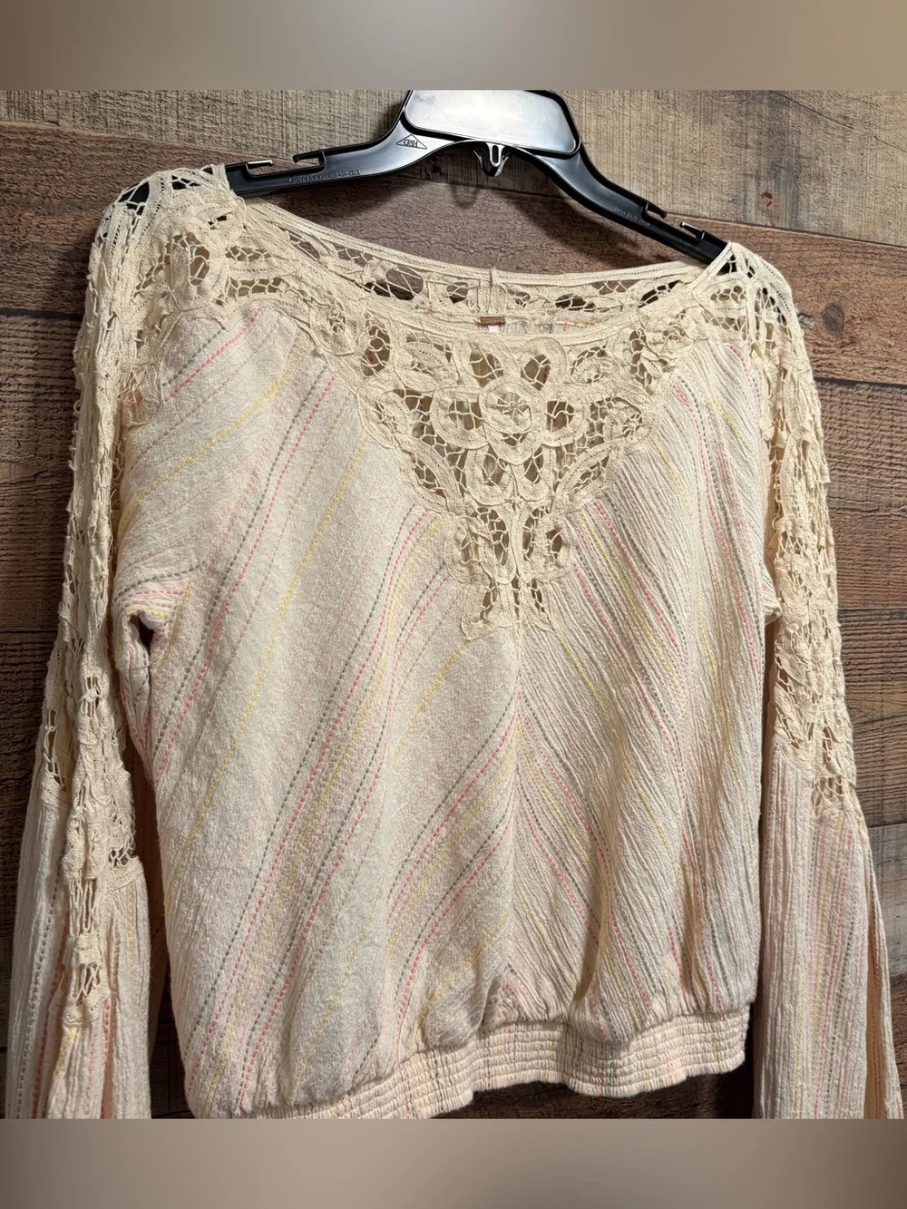 Free People Floating Memories Blouse Women’s Size Medium Retro Stripe W035